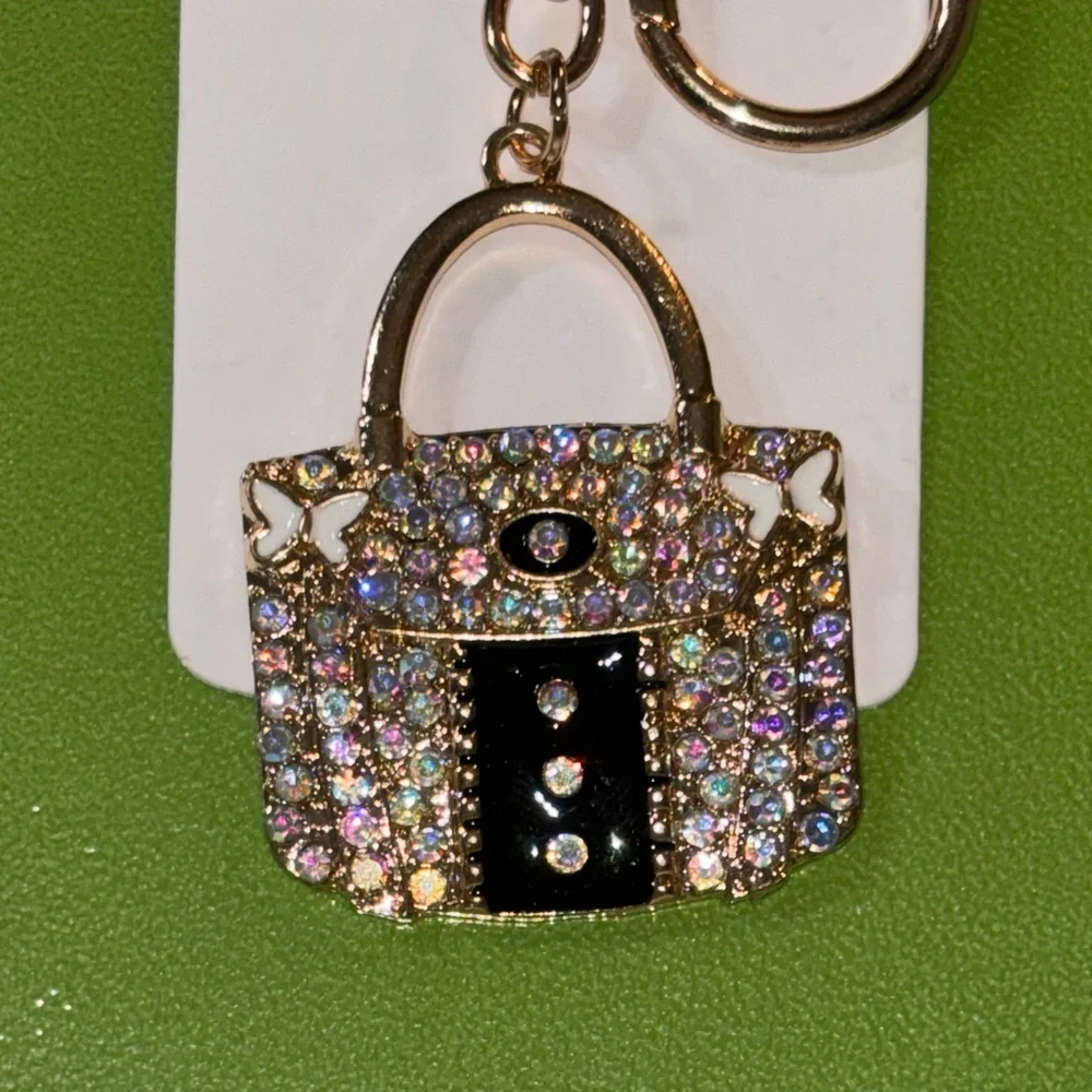 Sparkling Gold and Black Purse Keychain/Bag Charm